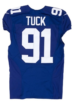 2012 Justin Tuck Game Used Giants Jersey (PSA/DNA and MEARS)